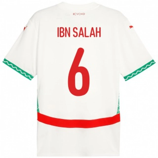 ילדים מָרוֹקוֹ Oualid Ibn Salah #6 לָבָן הרחק ג'רזי 24-26 חולצה קצרה