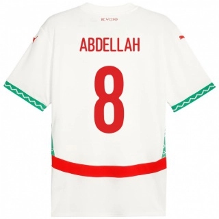 ילדים מָרוֹקוֹ Abdellah Ouazane #8 לָבָן הרחק ג'רזי 24-26 חולצה קצרה