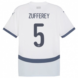 ילדים שווייץ Gil Zufferey #5 לבן הרחק ג'רזי 24-26 חולצה קצרה