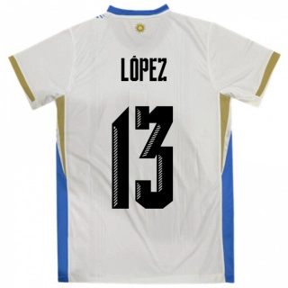 ילדים אורוגוואי Nahuel López #13 לבן כחול הרחק ג'רזי 24-26 חולצה קצרה