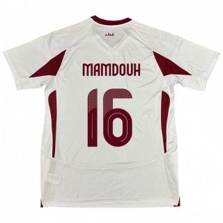 ילדים קטאר Bahaa Mamdouh #16 לָבָן הרחק ג'רזי 24-26 חולצה קצרה