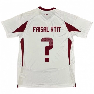 ילדים קטאר Zaid Faisal Ktit #0 לָבָן הרחק ג'רזי 24-26 חולצה קצרה