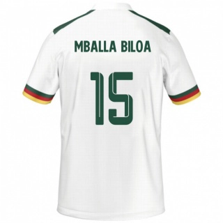 ילדים קמרון Jules Victor Mballa Biloa #15 לָבָן הרחק ג'רזי 24-26 חולצה קצרה