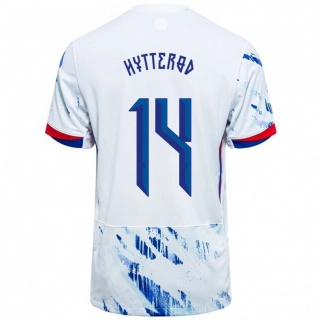 ילדים נורבגיה Henrik Hytterød #14 לבן כחול הרחק ג'רזי 24-26 חולצה קצרה