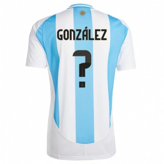 גברים ארגנטינה Pedro González #0 לבן כחול ג'רזי ביתית 24-26 חולצה קצרה