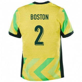 גברים אוֹסטְרַלִיָה Isiah Boston #2 זָהוּב ג'רזי ביתית 24-26 חולצה קצרה