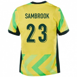 גברים אוֹסטְרַלִיָה Logan Sambrook #23 זָהוּב ג'רזי ביתית 24-26 חולצה קצרה