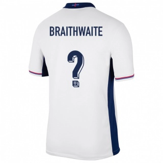 גברים אנגליה Kaden Braithwaite #0 לבן ג'רזי ביתית 24-26 חולצה קצרה