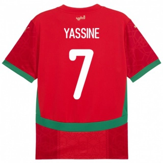 גברים מָרוֹקוֹ Gessime Yassine #7 אָדוֹם ג'רזי ביתית 24-26 חולצה קצרה