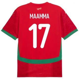 גברים מָרוֹקוֹ Othmane Maamma #17 אָדוֹם ג'רזי ביתית 24-26 חולצה קצרה