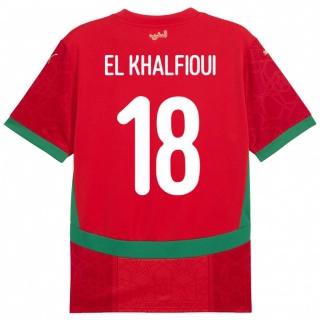גברים מָרוֹקוֹ Zakari El Khalfioui #18 אָדוֹם ג'רזי ביתית 24-26 חולצה קצרה