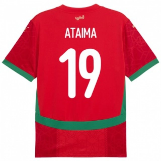 גברים מָרוֹקוֹ Hamza Ataima #19 אָדוֹם ג'רזי ביתית 24-26 חולצה קצרה