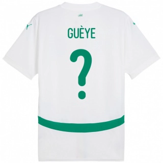 גברים סנגל Mouhamed Guèye #0 לָבָן ג'רזי ביתית 24-26 חולצה קצרה