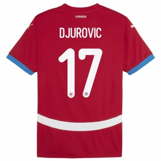 גברים סרביה Stefan Djurovic #17 אָדוֹם ג'רזי ביתית 24-26 חולצה קצרה