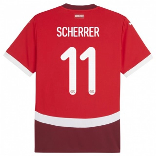 גברים שווייץ Nevio Scherrer #11 אָדוֹם ג'רזי ביתית 24-26 חולצה קצרה