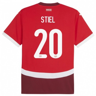 גברים שווייץ Jill Stiel #20 אָדוֹם ג'רזי ביתית 24-26 חולצה קצרה
