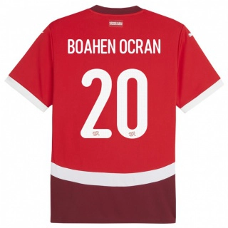 גברים שווייץ Bright Boahen Ocran #20 אָדוֹם ג'רזי ביתית 24-26 חולצה קצרה