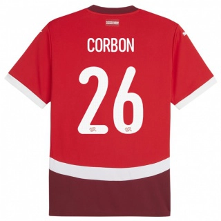 גברים שווייץ Max Corbon #26 אָדוֹם ג'רזי ביתית 24-26 חולצה קצרה