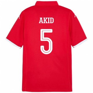 גברים תוניסיה Abdessalem Akid #5 אָדוֹם ג'רזי ביתית 24-26 חולצה קצרה