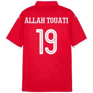 גברים תוניסיה Amen Allah Touati #19 אָדוֹם ג'רזי ביתית 24-26 חולצה קצרה
