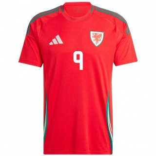 גברים ויילס Sam Jones #9 אָדוֹם ג'רזי ביתית 24-26 חולצה קצרה