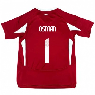 גברים קטאר Abubaker Osman #1 אָדוֹם ג'רזי ביתית 24-26 חולצה קצרה