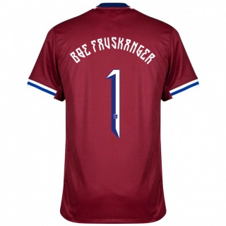 גברים נורבגיה Einar Bøe Fauskanger #1 אדום כחול לבן ג'רזי ביתית 24-26 חולצה קצרה