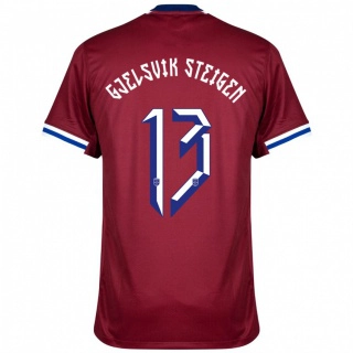 גברים נורבגיה Rasmus Gjelsvik Steigen #13 אדום כחול לבן ג'רזי ביתית 24-26 חולצה קצרה