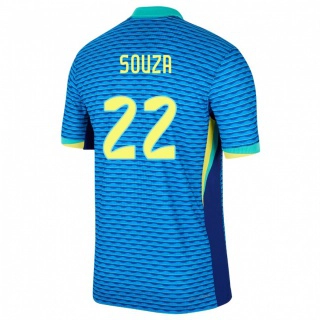 גברים ברזיל Luiz Souza #22 כְּחוֹל הרחק ג'רזי 24-26 חולצה קצרה