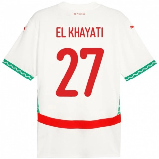גברים מָרוֹקוֹ Ayoub El Khayati #27 לָבָן הרחק ג'רזי 24-26 חולצה קצרה