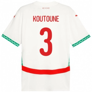 גברים מָרוֹקוֹ Hamza Koutoune #3 לָבָן הרחק ג'רזי 24-26 חולצה קצרה