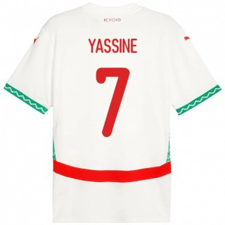 גברים מָרוֹקוֹ Gessime Yassine #7 לָבָן הרחק ג'רזי 24-26 חולצה קצרה