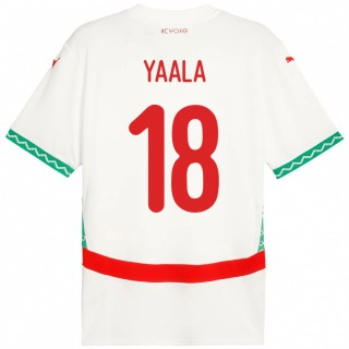 גברים מָרוֹקוֹ Rayan Yaala #18 לָבָן הרחק ג'רזי 24-26 חולצה קצרה
