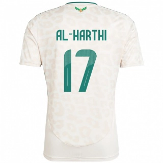 גברים ערב הסעודית Adel Al-Harthi #17 לָבָן הרחק ג'רזי 24-26 חולצה קצרה