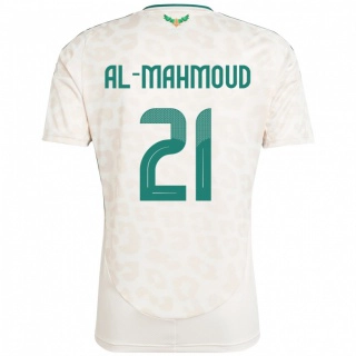 גברים ערב הסעודית Mohammed Al-Mahmoud #21 לָבָן הרחק ג'רזי 24-26 חולצה קצרה