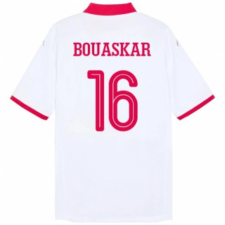 גברים תוניסיה Slim Bouaskar #16 לָבָן הרחק ג'רזי 24-26 חולצה קצרה