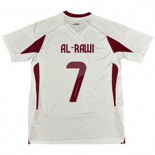 גברים קטאר Ahmed Al-Rawi #7 לָבָן הרחק ג'רזי 24-26 חולצה קצרה