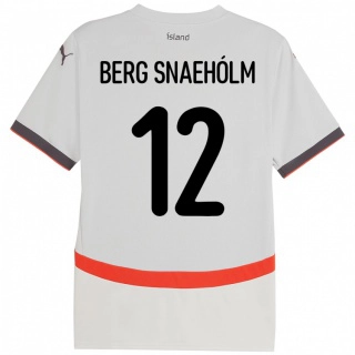 גברים אִיסלַנד Gylfi Berg Snaehólm #12 לָבָן הרחק ג'רזי 24-26 חולצה קצרה