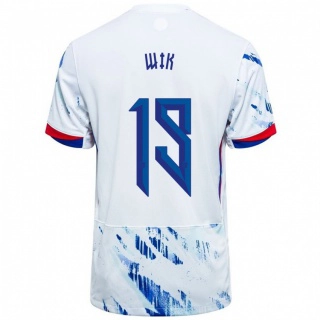 גברים נורבגיה Nicholas Wik #19 לבן כחול הרחק ג'רזי 24-26 חולצה קצרה