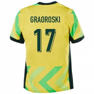 נשים אוֹסטְרַלִיָה Jordan Graoroski #17 זָהוּב ג'רזי ביתית 24-26 חולצה קצרה