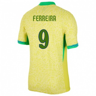 נשים ברזיל Juan Ferreira #9 צהוב ג'רזי ביתית 24-26 חולצה קצרה