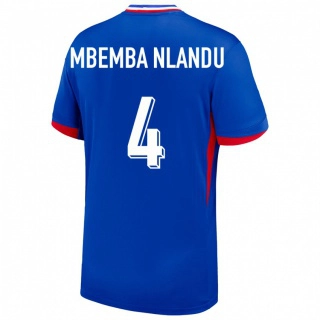 נשים צרפת Emmanuel Mbemba Nlandu #4 כְּחוֹל ג'רזי ביתית 24-26 חולצה קצרה