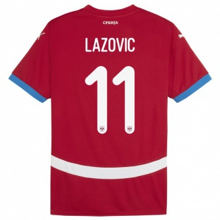 נשים סרביה Filip Lazovic #11 אָדוֹם ג'רזי ביתית 24-26 חולצה קצרה