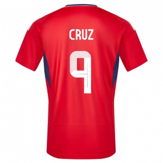 נשים קוסטה ריקה Esteban Cruz #9 אָדוֹם ג'רזי ביתית 24-26 חולצה קצרה