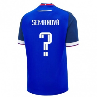נשים סלובקיה Stela Semanová #0 כְּחוֹל ג'רזי ביתית 24-26 חולצה קצרה