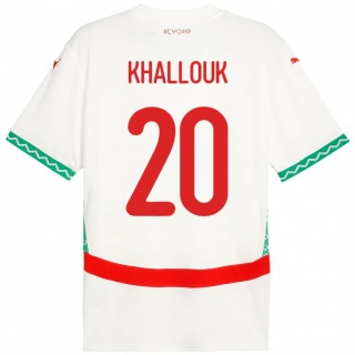 נשים מָרוֹקוֹ Bachir Khallouk #20 לָבָן הרחק ג'רזי 24-26 חולצה קצרה