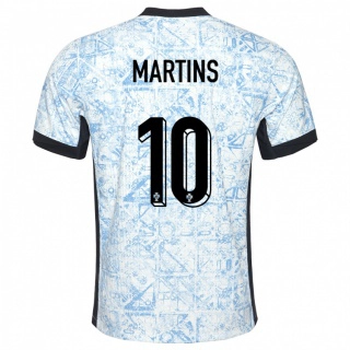 נשים פורטוגל Eduardo Martins #10 כחול שמנת הרחק ג'רזי 24-26 חולצה קצרה