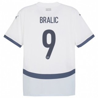 נשים שווייץ Josip Bralic #9 לבן הרחק ג'רזי 24-26 חולצה קצרה