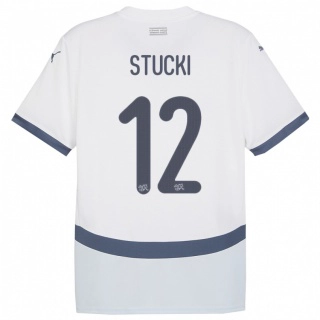 נשים שווייץ Jayden Stucki #12 לבן הרחק ג'רזי 24-26 חולצה קצרה