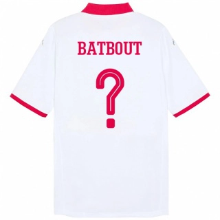 נשים תוניסיה Noussayr Batbout #0 לָבָן הרחק ג'רזי 24-26 חולצה קצרה